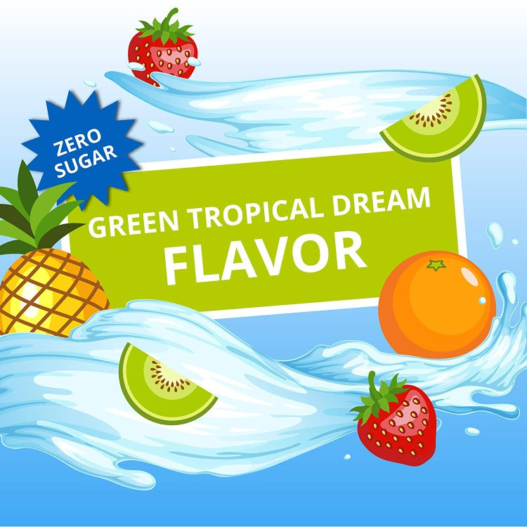 tropical powdered drink mix, tropical flavored powdered drink mix, zero sugar tropical mix