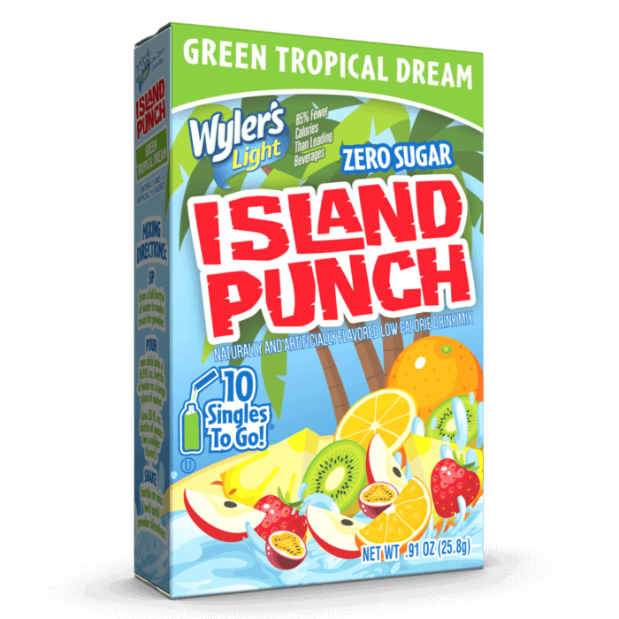 Island Punch Green Tropical Dream Zero-Sugar Singles To Go Drink Mix