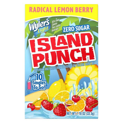 Island Punch Radical Lemon Berry Powdered Drink Mix, Island Punch Drink Mix, Island Punch mixed drinks, Island Punch Lemon Berry, Lemon Berry drinks, Lemon and berry drink mix, order Wylers Light Island Punch