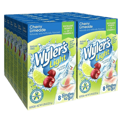 Wylers Light Cherry Limeade Singles to go 12 Count, bulk Cherry Limeade, wholesale cherry limeade 