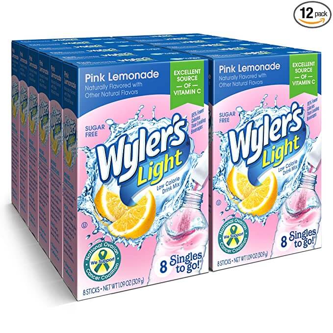 Wylers Light Pink Lemonade Singles to Go Drink Mix Case of 12, Wylers Light Pink Lemonade  in bulk, bulk pink lemonade, wholesale pink lemonade, order pink lemonade, pink lemonade near me