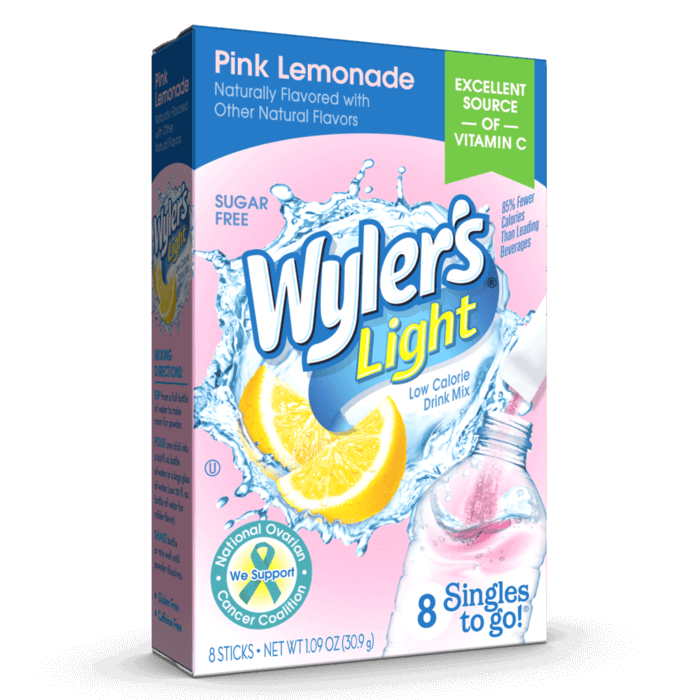 Wylers Light Pink Lemonade Singles to Go Drink Mix, Pink Lemonade water enhancer, pink lemonade water flavoring, pink lemonade singles to go, singles to go drink mix, Pink Lemonade, Pink lemonade drink mix