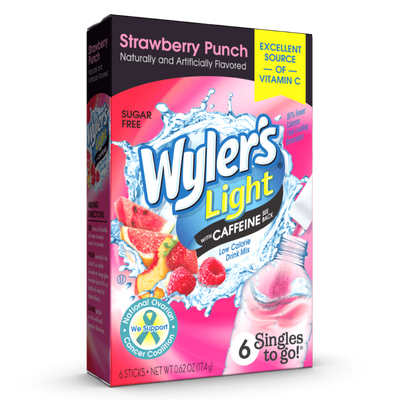 Strawberry punch, strawberry punch with caffeine, strawberry punch to go, strawberry punch drink mix with caffeine, wylers strawberry punch, wylers light strawberry punch, strawberry punch in bulk, Wylers Light Strawberry Punch With Caffeine Drink Mix