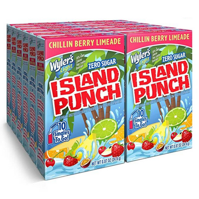 Wylers Light Island Punch Chillin Berry Limeade Case of 12, bulk Chillin Berry Limeade, bulk limeade, bulk berry drink mix, berry drink mix, singles to go in bulk, bulk singles to go drink mix