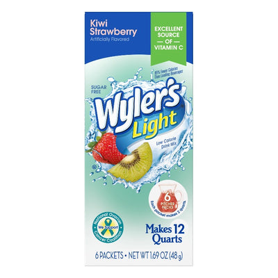 Wylers Light Kiwi Strawberry Label, Wylers Light Drink Mix, Water flavoring drink mixes, powdered drink mix, Kiwi Strawberry powdered drink mix, Kiwi strawberry flavored powdered drink mix