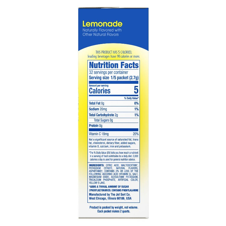 Lemonade Nutrition Facts, Lemonade flavored Water Nutrition Facts