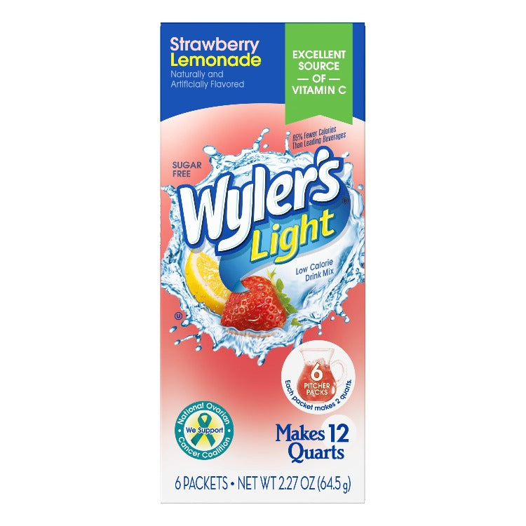Wylers Light Strawberry lemonade 12qt pitcher pack label, 12qt strawberry lemonade, wylers strawberry lemonade