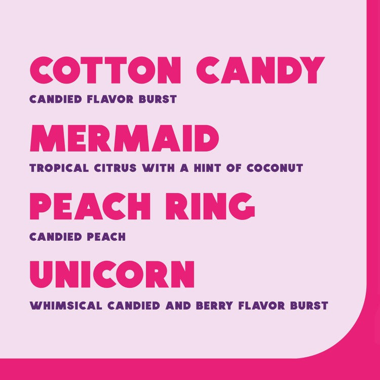 TikTok Temptation Flavors, Cotton Candy Drink Mix, Mermaid Drink Mix, Peach Ring Drink Mix, Unicorn Drink Mix