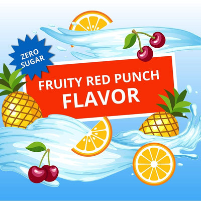 zero sugar red punch, red punch drink, fruity red punch, fruit flavored punch