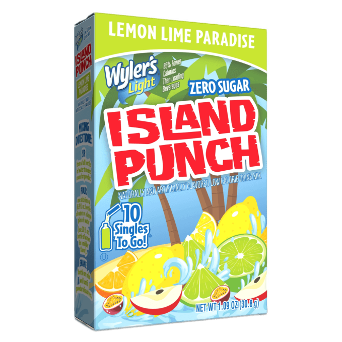 Island Punch Lemon Lime Paradise Water Drink Mix, lemon dime drink mix, lime drink mix, buy lemon and lime drink mix