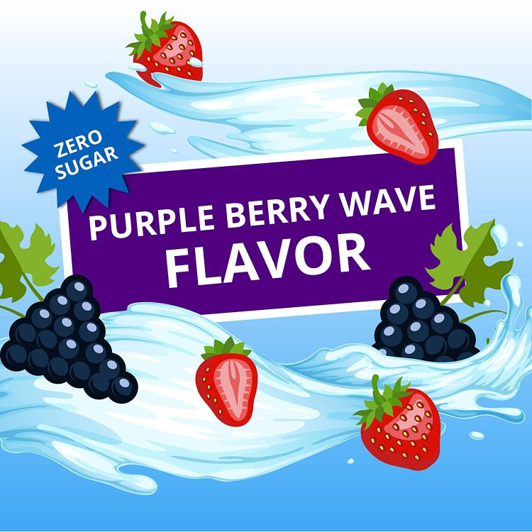 zero sugar purple berry wave, berry wave drink, purple fruit flavored drink mix, purple berry flavored drink mix