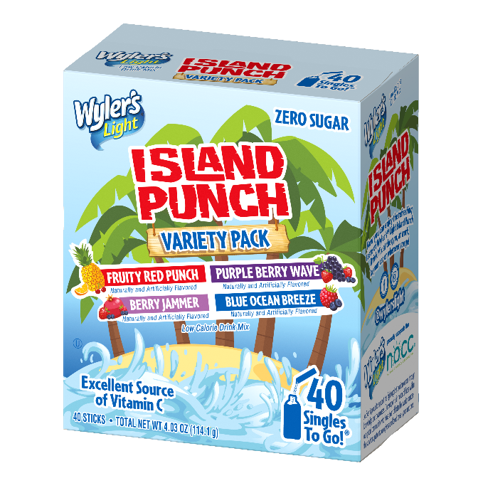 Island Punch Drinks, Wyler's Light Island Punch, Island Punch Drink Mix Variety Pack, Island Punch Variety Pack 40 Count Box, Island Punch Drink Mix Flavors
