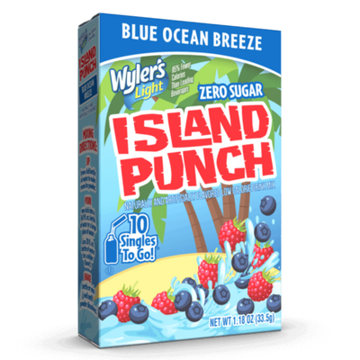Island Punch Blue Ocean Breeze Singles to Go Drink Mix, Blue Ocean Breeze Singles to Go, Wyler's Light Blue Ocean Breeze Singles to go drink mix, blue ocean breeze drink mix packets, blue ocean breeze powdered drink mix