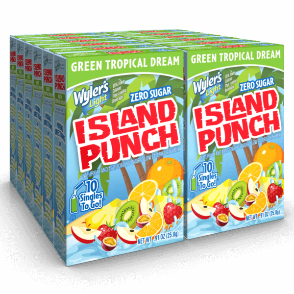Island Punch Green Tropical Drink Mix Case of 12, buy tropical drinks, buy tropical drink mix, tropical drink mix buy, order tropical drink mix, tropical mix drinks, powdered tropical drinks, tropical water flavoring, tropical drink mix water flavoring