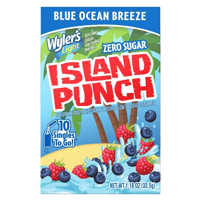 Island Punch Blue Ocean Berry Singles to Go zero sugar drink mix, Island drink mixed drinks