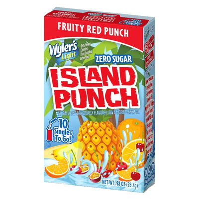 Island Punch fruity red punch top of box, Island punch fruit punch, Island punch drink mix, tropical fruit punch, tropical fruit punch mix