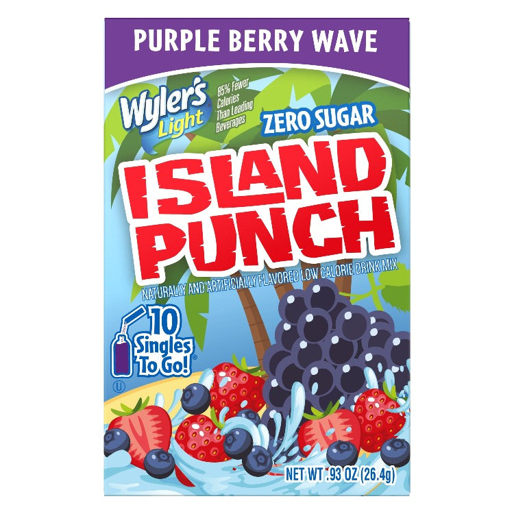 Purple drink mix, purple powdered drink mix, berry flavored drinks, berry flavored powdered drink mix