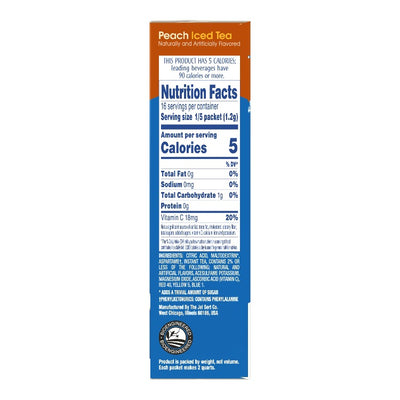 Wyler's Light Peach Iced Tea Nutritional Information, Wyler's Light Peach Iced Tea Nutritional facts