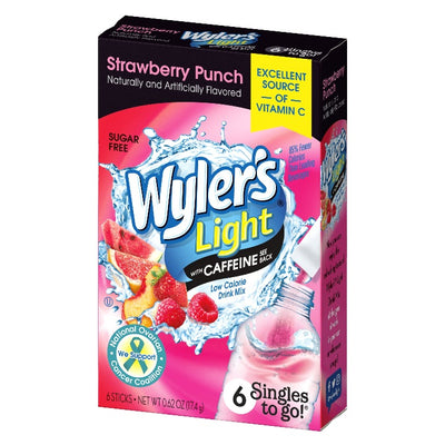 Strawberry punch, strawberry punch with caffeine, strawberry punch to go, strawberry punch drink mix with caffeine, wylers strawberry punch, wylers light strawberry punch, strawberry punch in bulk, Wyler's Light Strawberry Punch With Caffeine Drink Mix