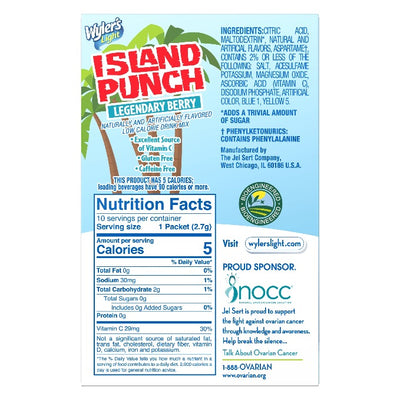 Island Punch Legendary Berry, Island Punch Legendary berry nutritional facts, Legendary berry singles to go, Island Punch Singles to Go