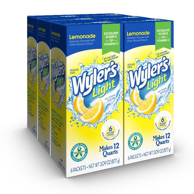Wyler's Light Pitcher Pack Cartons 6 pack, Wylers light lemonade 12qt pitcher packs 6 count, lemonade canister, lemonade carton, lemonade pitcher pack carton, lemonade pitcher pack, case of lemonade drink mix, bulk lemonade, bulk lemonade mix, wholesale lemonade mix