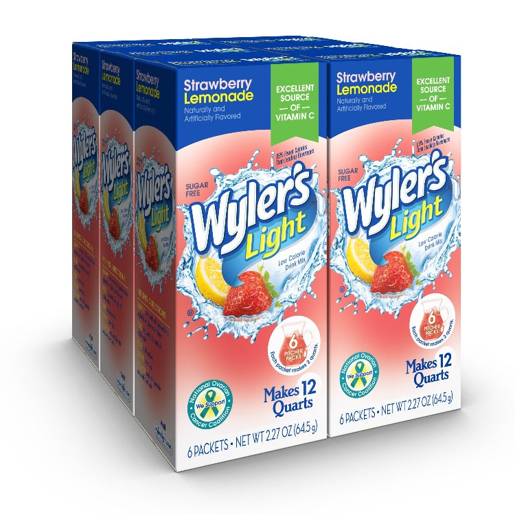 thumbnail image 2 of Crush Wyler’s Light Singles To Go – Sugar Free Strawberry Lemonade Drink Mix – 18 Sticks 2 of 6